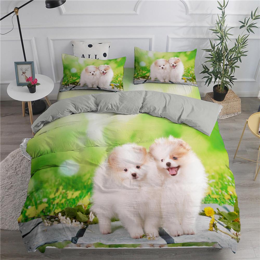 Pomeranian Dog King Queen Duvet Cover Puppy Bedding Set For Teens Adults Pet Animal Colorful Sky 2/3pcs Polyester Quilt Cover