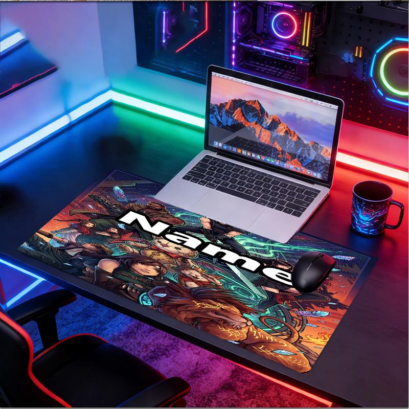 Custom Name Personalized Final Fantasy Pattern Mousepad, Laptop PC Desk Mat, Decorative Desk Mat for Home Keyboard Pad Gift