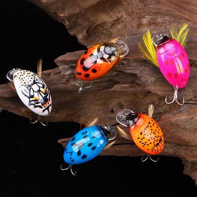 5Pcs Insect  Lure Sea Beetle Crank Floating Wobblers Artificial Ladybug Fishing Bait Hard Bait for Bass Carp Fishing
