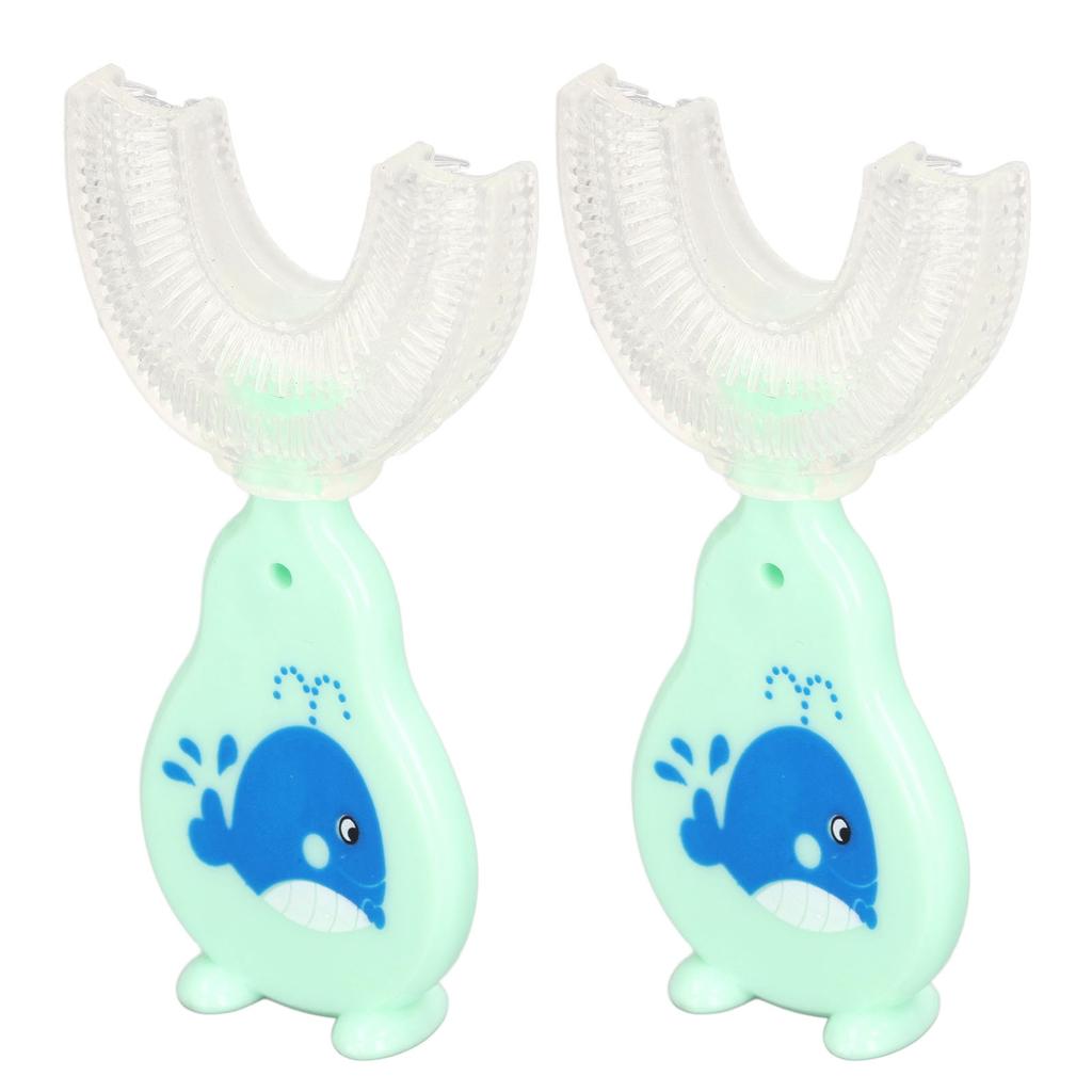 2pcs U Shaped Toothbrush Food Grade Soft Silicone Manual Training Toothbrush 360 Degrees Oral