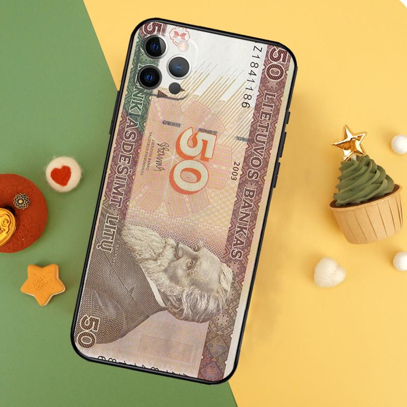 Lithuania Litas Money Cover For iPhone 16 15 14 13 12 11 Pro Max Plus Mini 7 8 X XS Max XR Phone Case