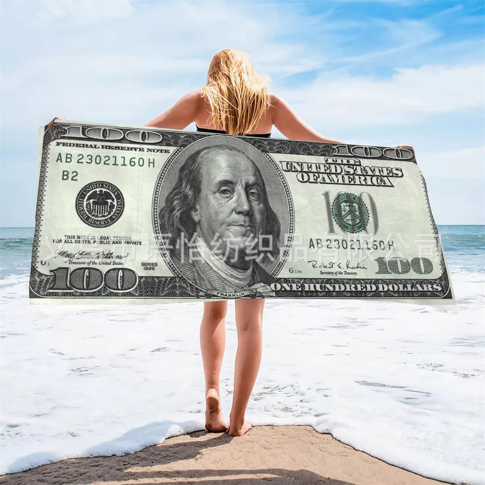 Vintage Dollar Print Beach Towel Beach Quick Drying Bath Towel Microfiber Beach Towel Seaside 140x70