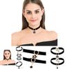 Stylish Black Choker Necklace For Women With Geometric Design And Rhinestone Accents