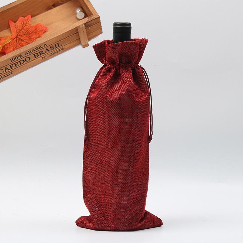 Wine Bottle Covers Gift Bag Reusable Burlap Drawstring Wine Bottle Covers Red Wine Champagne Pouch Christmas Gift Package Bags