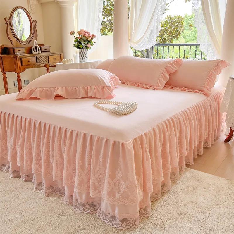 Třívrstvý krajkový přehoz na postel Sezónní univerzální přehoz na postel Jednobarevný přehoz s nařaseným okrajem Prachotěsný a protiskluzový přehoz