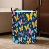 1pc Laundry Basket, Colored Butterfly Pattern Round Laundry Basket with Handle, Suitable for Storage Baskets In Bathrooms, Dormitories, And Living Roo