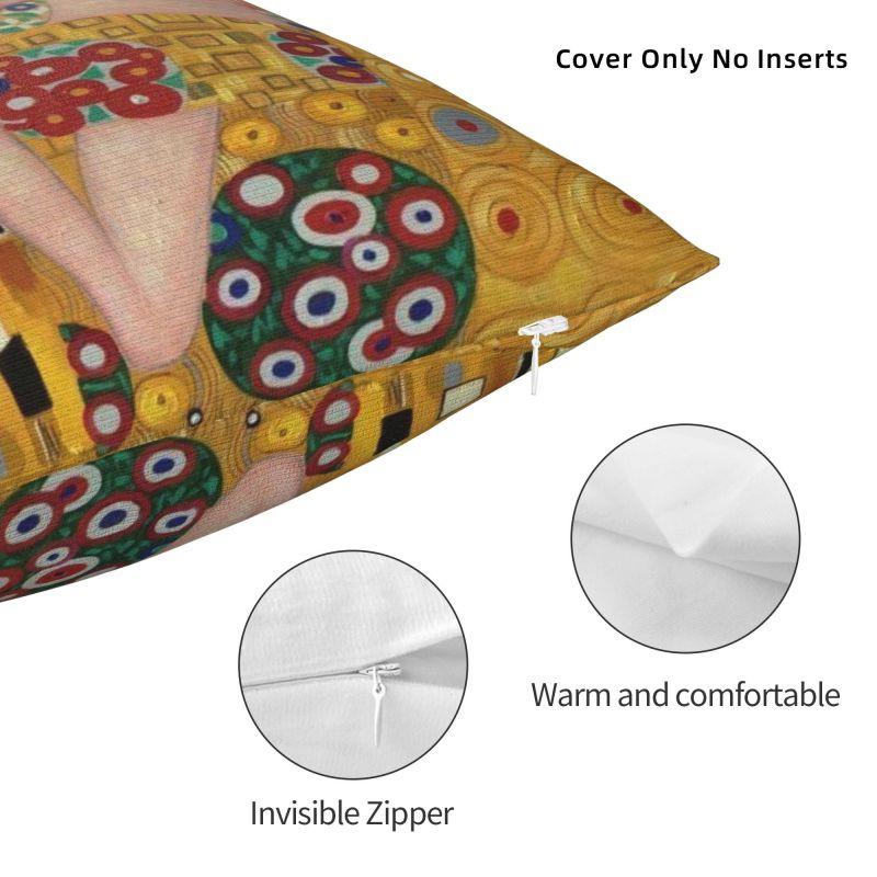 Modern The Kiss By Gustav Klimt Sofa Cushion Cover Polyester Painting Art Throw Pillow Case for Living Room