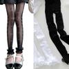 Women Hollowout Heart Pattern Fishnet Tights No Toes Pantyhose High Waist Footless Ruffle Lace Trim Leggings Stockings