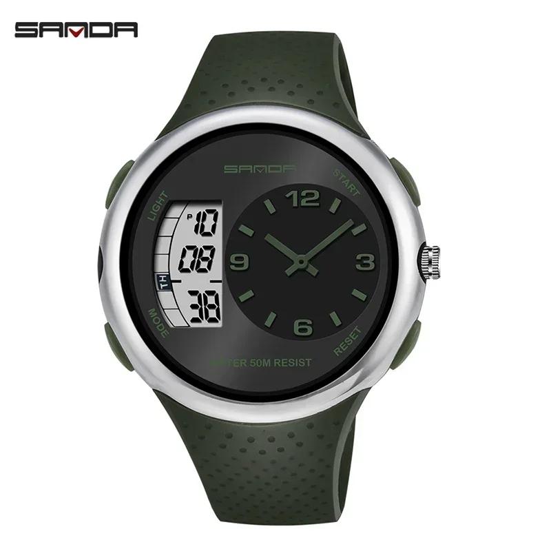 SANDA Digital Watch Men Military Army Sport Quartz Wristwatch Original Top Brand Luxury LED Waterproof Male Electronic Clock 763