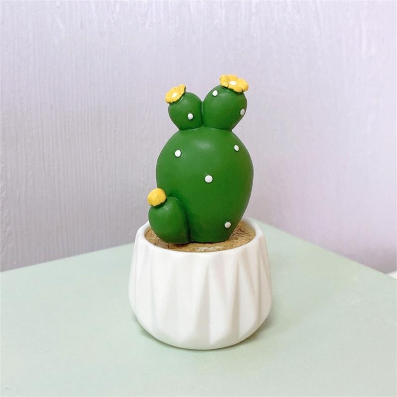 Mini Grüne Kaktusfigur Harz Sukkulente Topfpflanze Ornament Mini Bonsais Dekoration für Auto Armaturenbrett Dekorationen