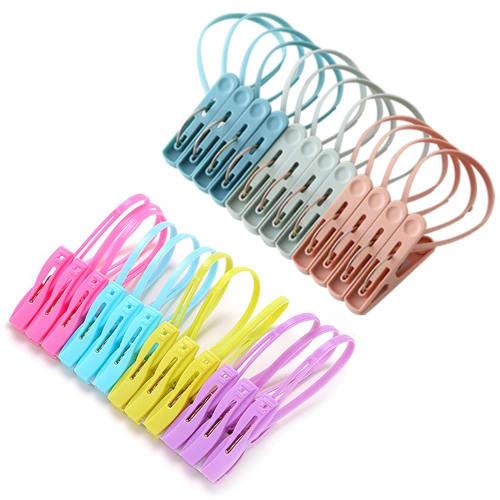 

Set of 24 Clothespins in 7 Colors, with Cord, Non-Slip, Strong, for Pole Use, Futon Pegs, Plastic, for Indoor and Outdoor Drying, Non-Slip, Windproof,