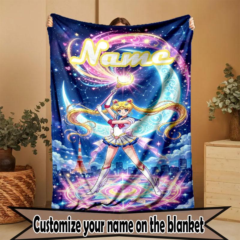 Benutzerdefinierte personalisierte Sailor Moon Druckdecke, Heimdekoration, Schlafzimmer, Sofa, Camping, Couch, Geschenke für Geburtstag Weihnachten