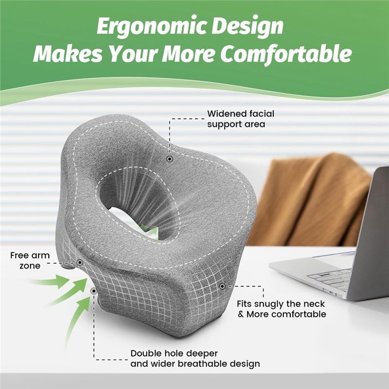 BBL For Massage Pillow For Massage Table-Dual Exhaust Holes Face Down Pillow Memory Foam Headrest For Bed