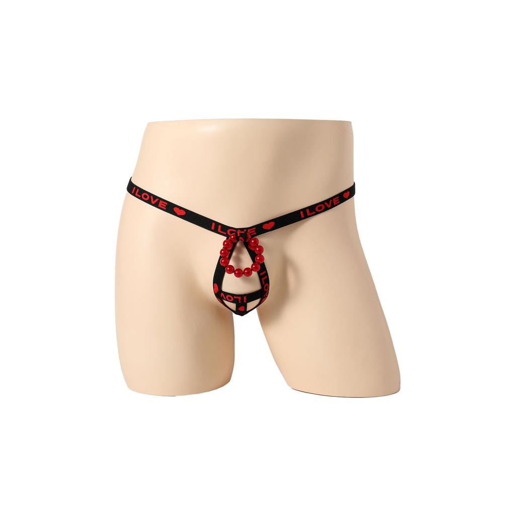 Sex Underwear Sexy Men's Temptation Sex Underwear T-shaped Free Hollow Pearl Ring Underwear