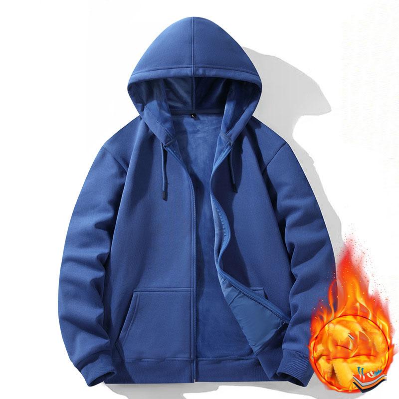 Mikina na zip s kapucí Podzim Zima Hřejivý fleecem podšitý Kompozitní kardigan Čistá bavlna Ležérní Pánský Dámský Základní Jednobarevný Y2k