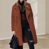 Winter Damen Jacke Doppelseitiges Fleece Umlegekragen Lange Ärmel Knielang Warm halten