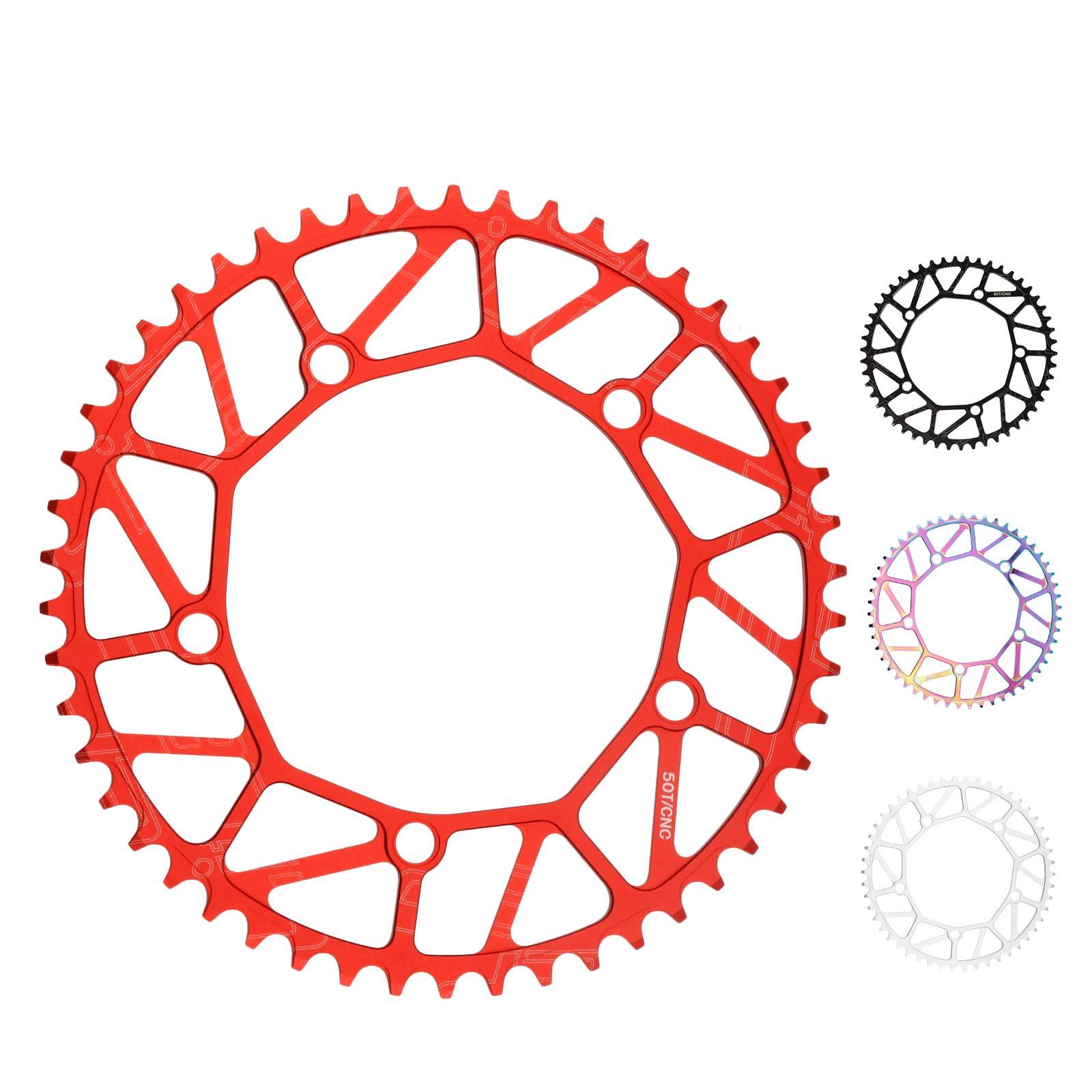 

DJC Bicycle Chainring, 130 BCD, Hollow, 46T, 48T, 50T, 52T, 54T, 56T, 58T, Narrow and Wide Round, for Folding Bikes (48 Teeth, Oil Film Color)