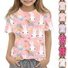 Boys Girls Round Neck Casual Printed Short-sleeved T-shirt Top