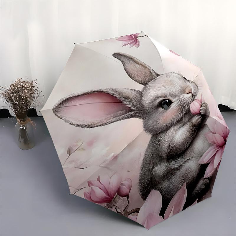 1pc rabbit flower umbrella automatic open/close, 8-Rib Durable Frame, Compact Folding Design, Ideal Birthday/Holiday Gift  1181A