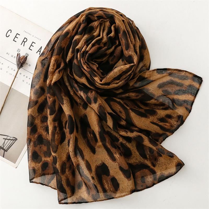 Fashion Luxury Leopard Print Ladies Women Scarf Cotton Linen Shawl Female Tassel Four Seasons Muslim Hijab Wrap 90*180cm