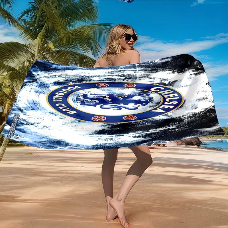 Chelsea Football Club Crest Beach Towel Microfiber Beach Towel, Lightweight and Quick-Dry, for Summer Travel, Swimming Pool Fan Birthday Gift