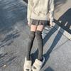 Japanese Women Elastic Over Knee Socks Student Slouch Top Rib Knit Long Stocking