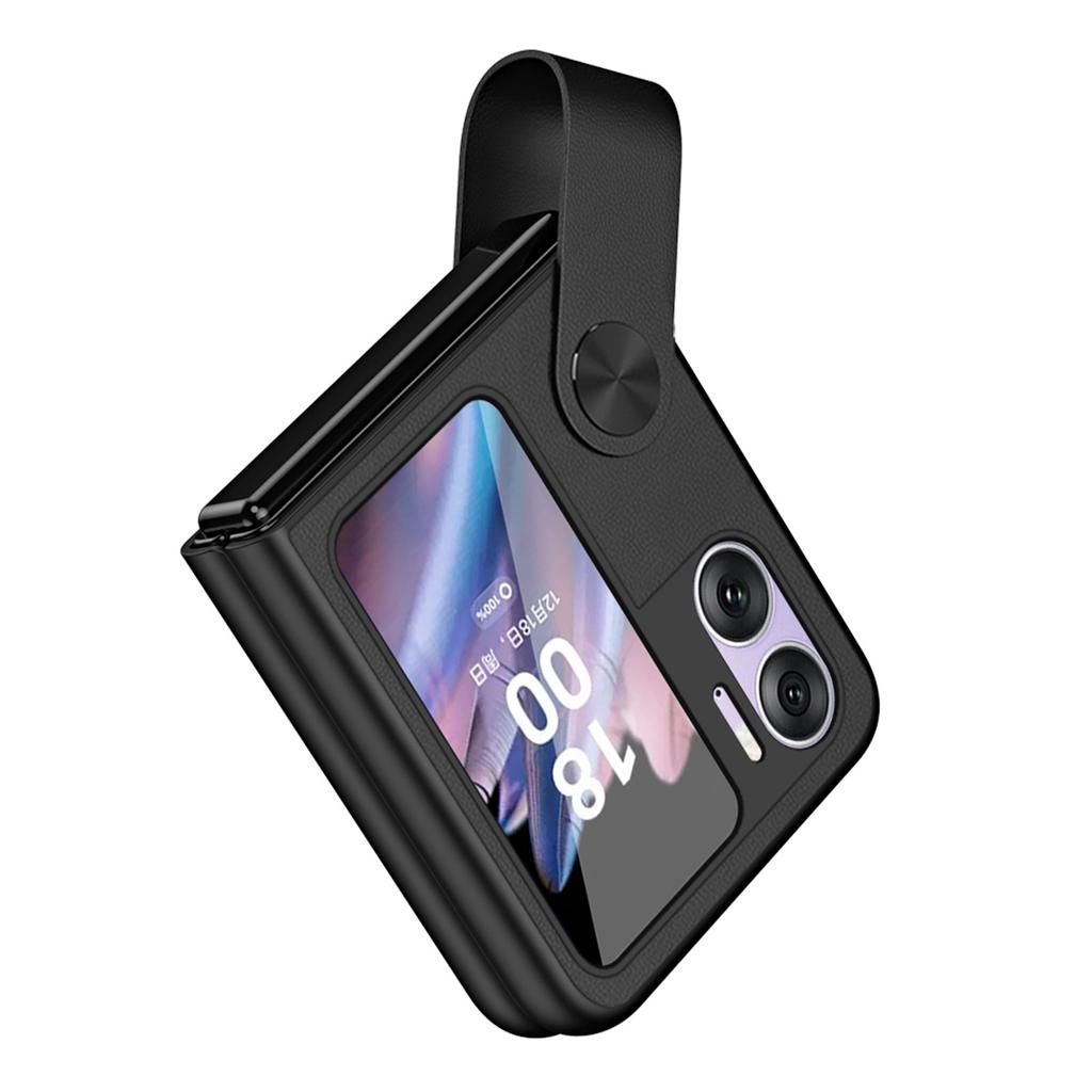 Etui na Oppo Find N2 Flip 5G z uchwytem na palec, etui typu flip na telefon, pokrowiec z PU skóry i PC ze stojakiem