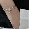 Fashion Bowknot Pendant Open Bracelets For Women Simple Temperament Light Luxury Bangle With Bell Aesthetic Party Jewelry