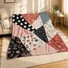 Floral Patchwork Coral Fleece Blanket Artistic Home Decor