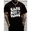 European Sizes Groovy Soccer Game Day Vibes Men's T-Shirt, Artistic Graphic Tee Crew Neck Regular Fit Short Sleeve