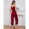 Women Sexy Lace Trim Cami Pajama Two Piece Long Pants Loungewear