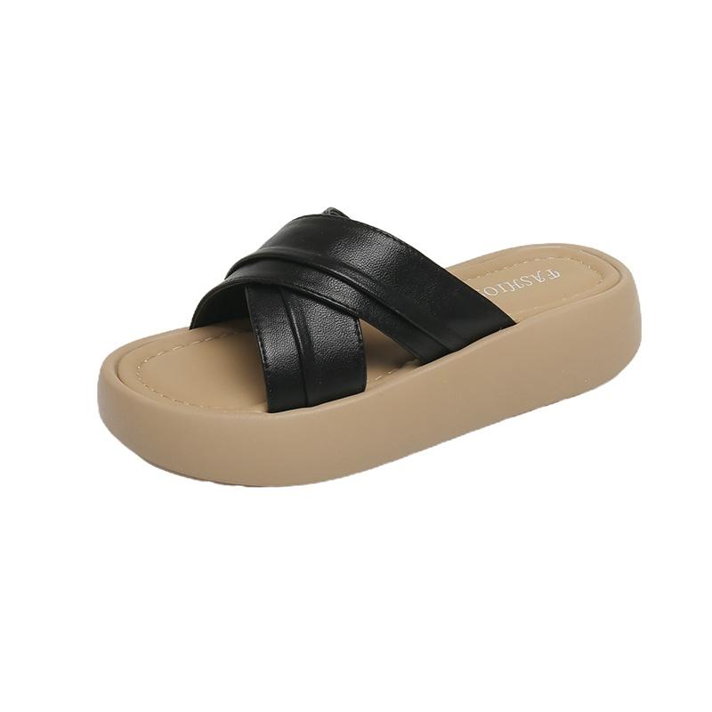 Women Metallic Roman Sandals Thick Sole Beach Slippers 35