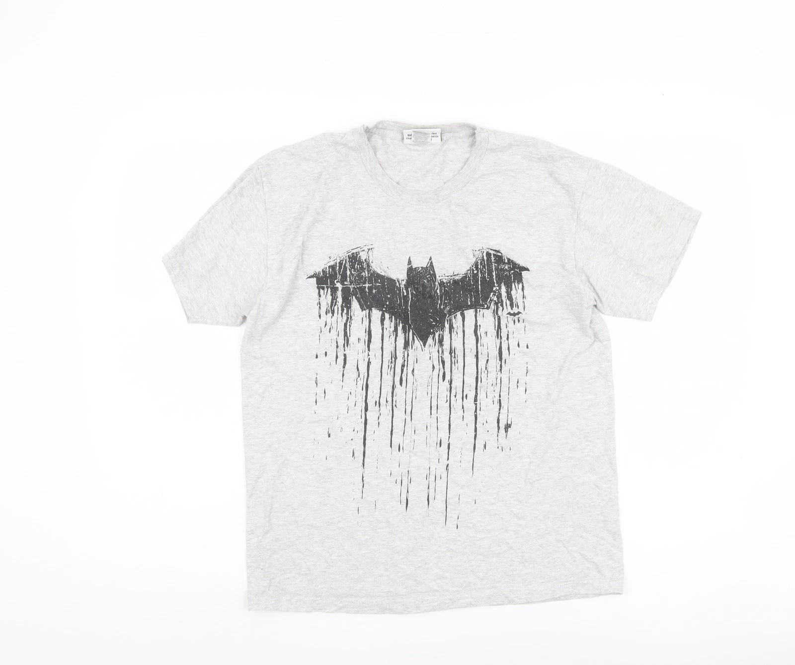 Men s Grey Batman T-Shirt M Short Sleeve Graphic XL