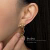 Gold Plated Christmas Tree Beaded Ear Clips - Handmade Bow Design for Non-Pierced Ears