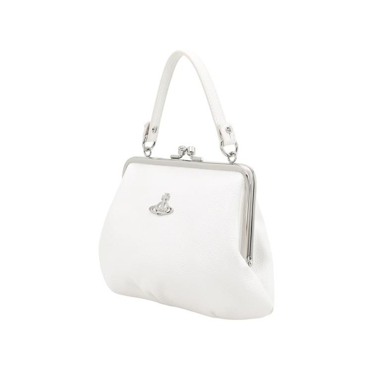 VIVIENNE WESTWOOD Granny Frame Silver Logo Detachable Chain Strap Top Handle Bag Women Shoulder Bag White 52020003S000DA401