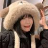 Bear Ears, Warm Ear Protection, Lei Feng Hat for Children, Small Face In Autumn and Winter, Piled and Thickened Cycling Cold-proof Plush Hat