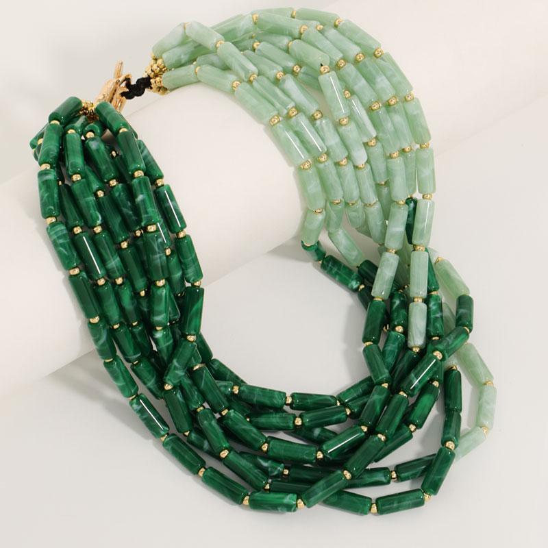 Statement Beads Necklace Multi-layer Handmade for Women Trendy Party Jewelry