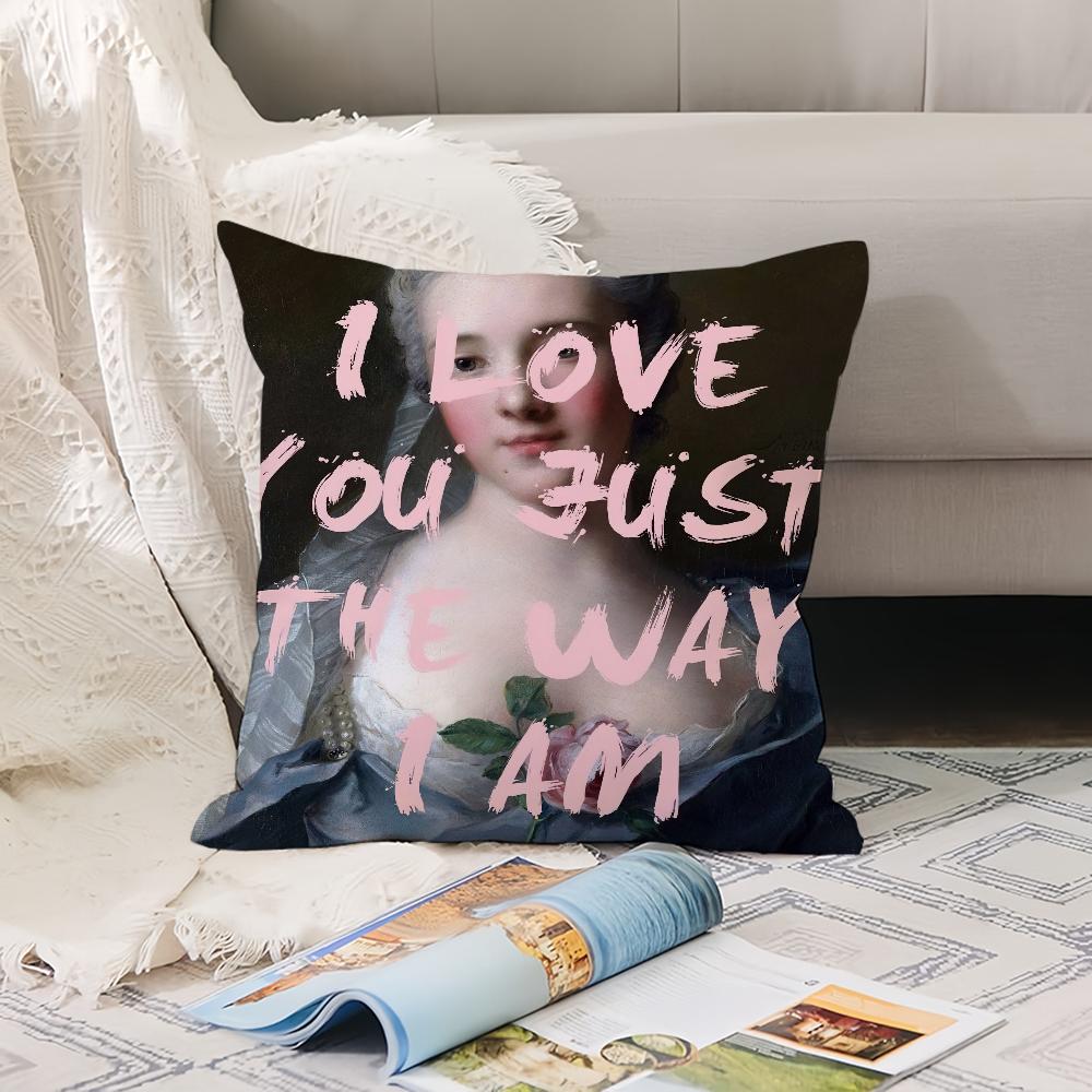 Pillow Case Portrait Feminist Office Cushions Lyrics Suitable For Sofa Funny Car Decorative Cushion Cover