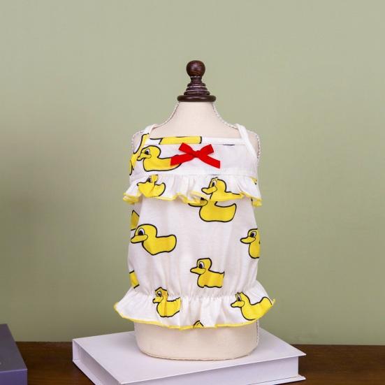 Dog Slip Dress Breathable Summer Yellow Duck Print Ruffle Pet Sleeveless Dress Pet Costume Outfit Apparel for Small Dogs