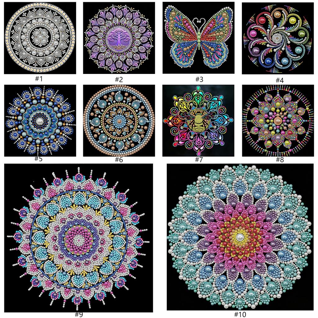 DIY Mandala Perlenpunktmalerei für Erwachsene/Anfänger Geschenk Heimdeko Perlen Edelstein Malereien Bild Kunsthandwerk 25x25cm Mit Rahmen