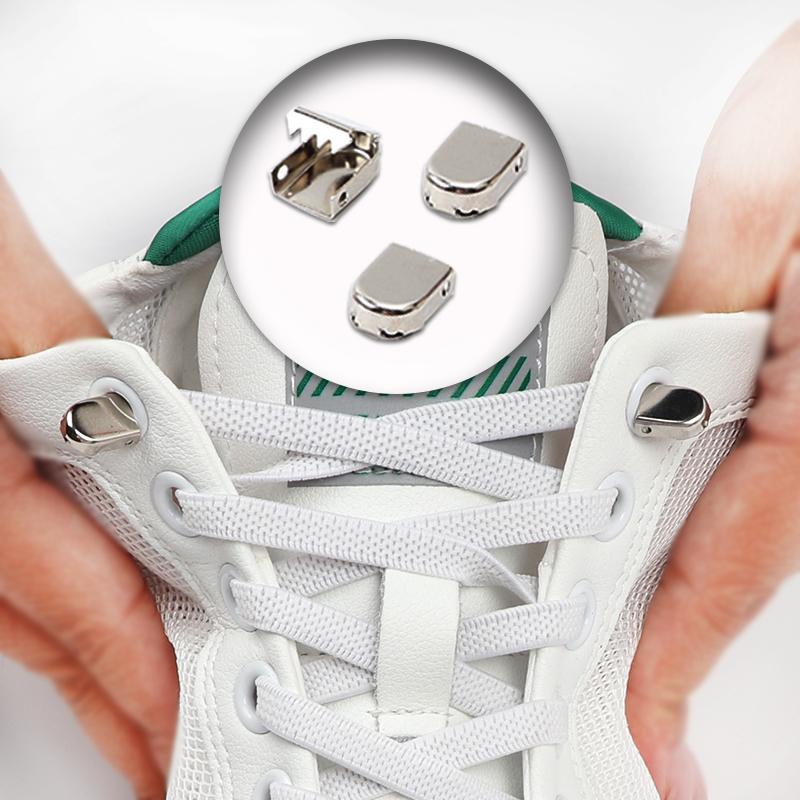 4Pcs Metal Buckles No Tie Shoelaces Elastic for Sneakers One Size Fits All Adult Kids Quick Laces Lazy Sport Rubber Shoestrings