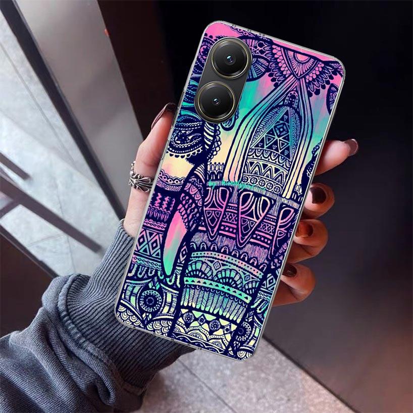 

Elephant Mandala Aztec Phone Case For Xiaomi Poco X5 X6 X7 Pro F7 Ultra M7 Redmi 15C 15 13C 13 12C 12 10 10C 10A 9 9C 9T 9A Cove Xiaomi Poco M7 4G