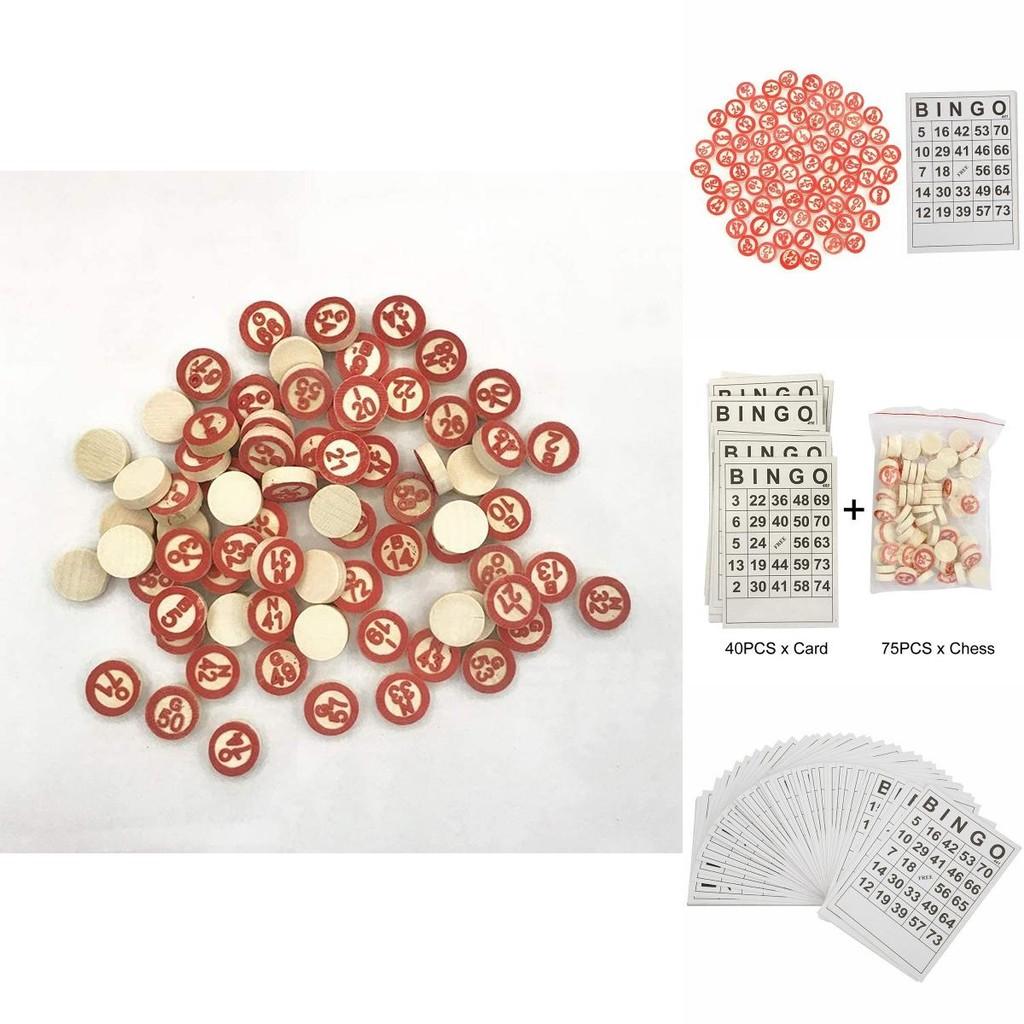40+75 Bingo Entertainment Set For Children With 40 Bingo Cards And 75 Checkers