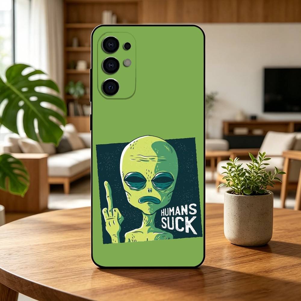 Funny Space UFO A-alien T-thing Phone Case For Samsung S25,S24,S21,S22,S23,S30,Ultra,S20,Plus,Fe,Soft Silicone Black Cover