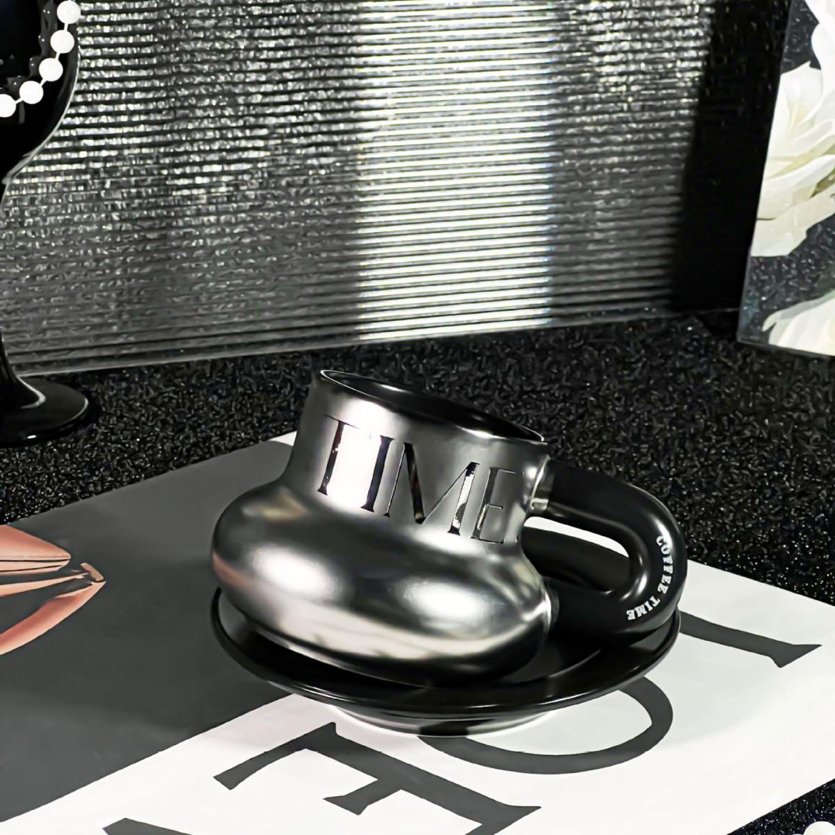 Dark Silver Pier Pier Cup Saucer Mug Coffee Cup Light Luxury High Value Retro Home Office Cup Batch 240ML