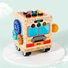 Design Bus Wooden Steering Wheel Color Buttons Children Puzzle Toys Lights With