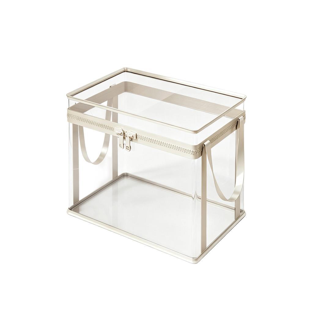 Large Transparent Storage Box for Clothing 3pc Set Dustproof Thickened Clear Organizer with Zipper Closure and Carry Handles