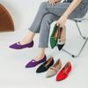 Women Mary Jane Shoes Pointed Toe 2026 Spring Shallow Cross Strap Women Dress Shoes Breathable Knitted Mid-heel Shoes Ladies