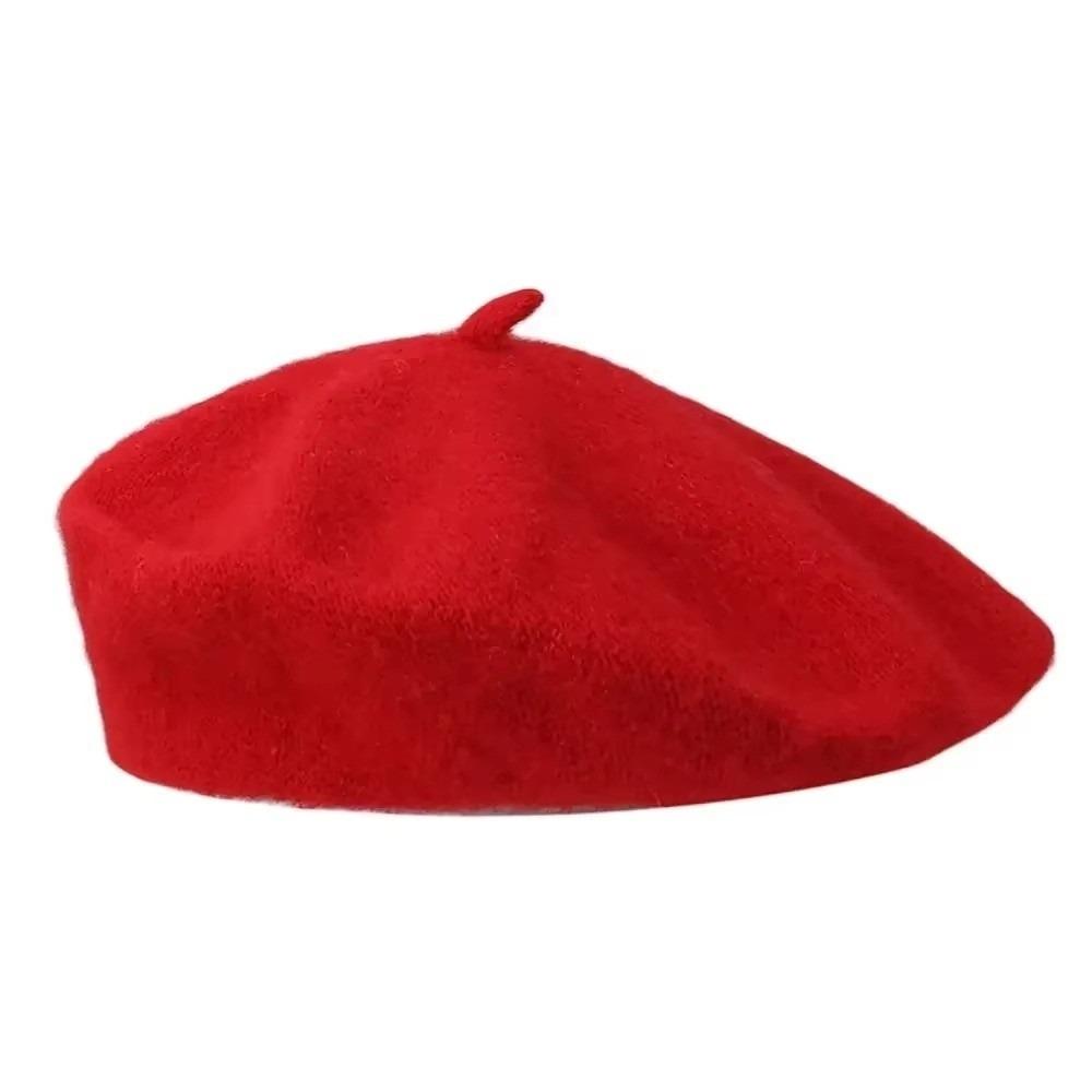 Soft Beret Hat Knitted Beanie Cap Streetwear Wool Painter Hat Daily Outfit