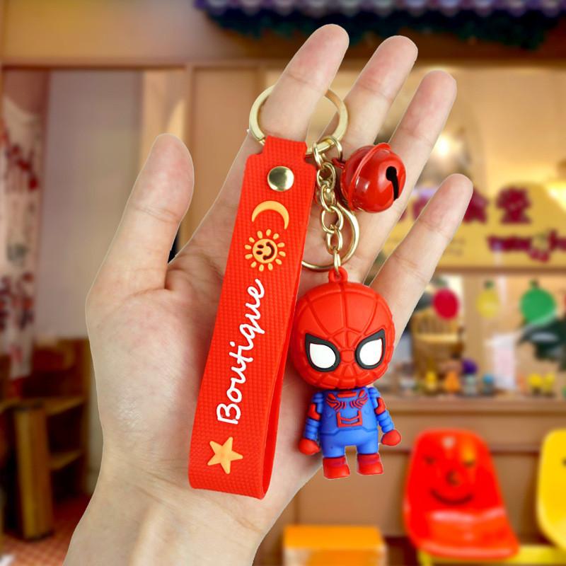 Adorable Marvel Cartoon Spiderman Couple Keychain Rubber Key Accessories